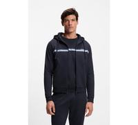 BOSS Sweat à capuche zippé en molleton de coton avec rayures et logo - Style Authentic Jacket H, 50554785 Bleu foncé XL