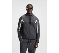 BOSS Sweat à capuche zippé Regular en jacquard matelassé - Style FZ Hoodie TL, 50543130 Gris sombre S