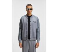 BOSS Sweat à carreaux boutonné sur le devant - Style FZ Bomber GL, 50543471 Gris XXXL