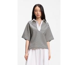 BOSS Sweat à col Johnny à rayures en coton mélangé - Style Essipa_striped, 50573725 Noir / Blanc M