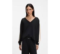 BOSS Sweat à col V et manches à rayures contrastantes - Style TONE_Sweatshirt, 50566092 Noir M
