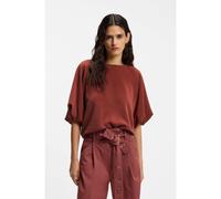 BOSS Sweat à coupe oversize avec manches ballon courtes - Style C_Etami, 50556383 Rouge sombre XS