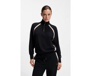 BOSS Sweat à encolure zippée avec inserts contrastants - Style Mirage_Sweatshirt, 50557207 Noir M