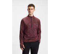 BOSS Sweat actif à encolure zippée en tissu stretch à motif jacquard - Style Smock Desert Active, 50537753 Rouge sombre L