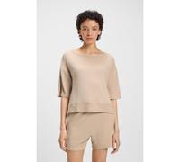 BOSS Sweat côtelé avec fentes d’aisance latérales - Style Ottoman_Sweatsh. BN, 50540029 Beige clair XS
