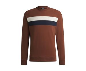 BOSS Sweat d’équitation en coton stretch à rayures larges - Style LEWIN SWEATER SKY CAPTAIN, B6M1202 Marron S