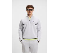 BOSS Sweat décontracté en jacquard matelassé à encolure zippée - Style QZ Sweat TL, 50543144 Gris chiné M