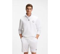BOSS Sweat en coton mélangé à motif artistique d’inspiration tennis - Style SW_Boss Open, 50560271 Blanc L