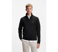 BOSS Sweat en molleton de coton à col zippé 1/4 avec patch logo - Style Zetrust, 50468926 Noir L