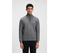 BOSS Sweat en molleton de coton à encolure zippée et patch logoté - Style Zetrust, 50468926 Gris XXXL