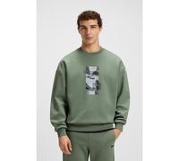 BOSS Sweat Oversize en coton mélangé avec motif photographique - Style Stenson Zone, 50548324 Vert M