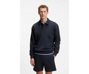 BOSS Sweat Relaxed Fit en molleton à col polo - Style SW_Placket Polo, 50564114 Bleu foncé S