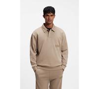 BOSS Sweat Relaxed Fit en molleton à col polo - Style SW_Placket Polo, 50564114 Brun chiné XL