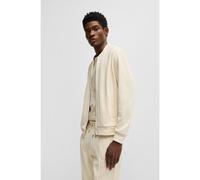 BOSS Sweat zippé en piqué de coton et de lin - Style H-Skiles 60, 50536766 Naturel L