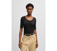 BOSS T-shirt à encolure dégagée en tissu stretch côtelé - Style Ejita, 50537596 Noir XS