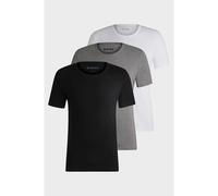 BOSS T-shirt RN 3P Classic – Lot de 3 coton logo brodé, Blanc/Gris/Noir – XL Homme