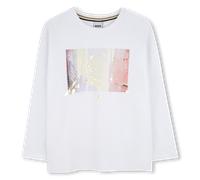 BOSS T-shirt en coton stretch à manches longues et logo imprimé pour enfant - Style J52421/10P04A, J52421 Blanc 162