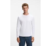 BOSS T-shirt à manches longues en coton avec écusson à logo - Style Tacks, 50512111 Blanc S