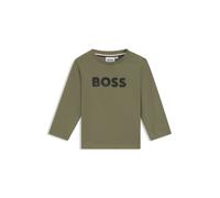 BOSS T-shirt à manches longues en coton avec logo artistique pour enfant - Style J52467/72402A, J52467 Vert sombre 74