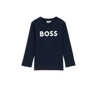 BOSS T-shirt à manches longues en coton pour enfant avec logo contrastant - Style J25P25/84906A, J25P25 Bleu foncé 114
