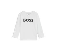 BOSS T-shirt à manches longues en coton pour enfant avec logo contrastant - Style J25P25/84906A, J25P25 Blanc 162