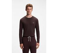 BOSS T-shirt à manches longues en coton stretch à logo brodé - Style Mix&Match LS-Shirt R, 50515389 Marron foncé M