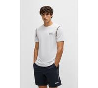 BOSS T-shirt actif à la structure gaufrée avec rayures emblématiques - Style Tee TOC Waffle, 50540939 Blanc XL