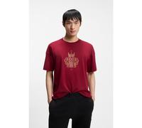 BOSS T-shirt Année du Cheval en jersey de coton avec motif artistique du logo - Style Wen_CNY, 50565015 Rouge M