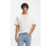 BOSS T-shirt coupe décontractée en coton avec des bordures à rayures - Style Te_Blocks, 50561814 Blanc M