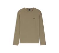 BOSS T-shirt de pyjama en jersey ottoman avec logo brodé - Style Waffle LS-Shirt, 50535870 Brun chiné XL