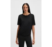 BOSS T-shirt de pyjama en tissu stretch avec empiècements en satin - Style BOSS Sheen_Top SL, 50545569 Noir XS