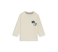 BOSS T-shirt en coton à manches longues avec trois badges logotés pour enfant - Style J52473/21C02A, J52473 Beige clair 74