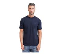 Boss - T-shirt en coton avec logo sur la poitrine - Homme - Tops - Bleu - Taille: M