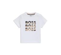 BOSS T-shirt en coton avec triple logo effet dégradé pour enfant - Style J52113/10P12M, J52113 Blanc 74