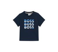 BOSS T-shirt en coton avec triple logo effet dégradé pour enfant - Style J52113/84912M, J52113 Bleu foncé 74