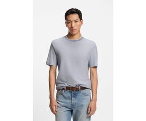 BOSS T-shirt en coton et soie structurés - Style L-Tesar 124, 50554826 bleu clair S