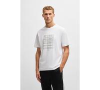 BOSS T-shirt en coton interlock à motif artistique circulaire - Style Tee Print Striped C, 50537845 Blanc XL