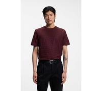 BOSS T-shirt en coton mercerisé à monogrammes jacquard - Style H-Thompson 80, 50537131 Rouge sombre XXL