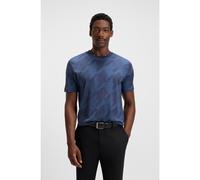 BOSS T-shirt en coton mercerisé à motif pied-de-poule jacquard - Style C-Thompson 45, 50518869 Bleu L