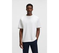 BOSS T-shirt en coton mercerisé avec bords des manches à rayures - Style H-Tames 65, 50548012 Blanc XXXL