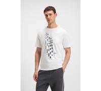 BOSS T-shirt en coton stretch à imprimé géométrique - Style Tee GRX Zone, 50543808 Blanc XXXL
