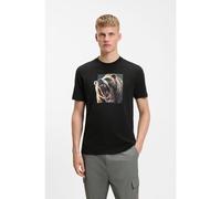 BOSS T-shirt en jersey de coton avec motif animal artistique - Style Te_Dobermann, 50558965 Noir S