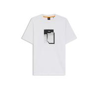 BOSS T-shirt en jersey de coton avec motif imprimé - Style Te_brokenice, 50554640 Blanc M