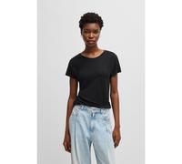 BOSS T-shirt en lin à encolure dégagée et dos froncé - Style C_Evelina, 50540431 Noir S