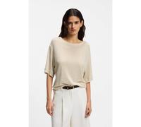 BOSS T-shirt en lin à logo brodé - Style C_Emma, 50556387 Beige clair M