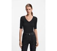 BOSS T-shirt en maille structurée avec finitions boutonnées ton sur ton - Style Falonka, 50542881 Noir S