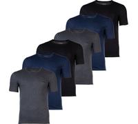 BOSS T-shirt homme, lot de 6 - RN 6P Classic, col rond, manches courtes, coton, uni bleu/gris/noir L