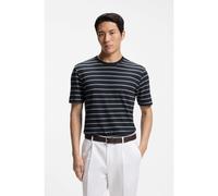 BOSS T-shirt Regular en coton et lin - Style H-Taut 235, 50559166 Bleu foncé L