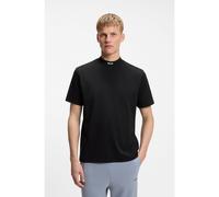 BOSS T-shirt Relaxed en coton stretch avec col montant - Style Tee Collar, 50562120 Noir M