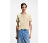 BOSS T-shirt Slim en coton avec détails en bord-côtes contrastants - Style C_Ezoe, 50571841 Jaune clair S